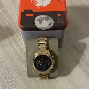 Fossil Gold Watch with Black Dial
